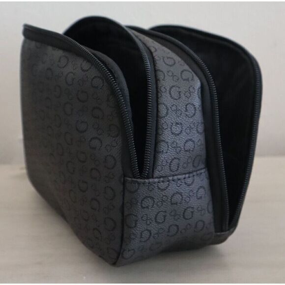 Guess T7200965 Women's Coal Allover Logo Junction Travel Cosmetic Makeup Bag - Picture 3 of 11